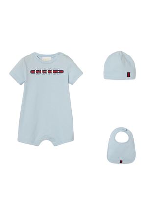 set in cotone azzurro GUCCI KIDS | 548249XJGPI4454